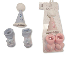 Baby First Birthday Hat and Booties Set (PK6) (12m) BW-0503-0654