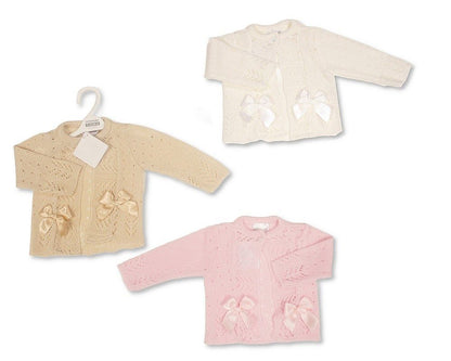 Knitted Baby Girls Cardigan with Bows - (PK6) (9-24m) BW-10-1009_24