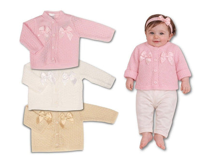 Knitted Baby Girls Cardigan with Bows - (PK6) (NB-9m) BW-10-1010_09