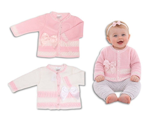 Knitted Baby Girls Cardigan with Bow - (PK6) (9-24m) BW-10-1014_24