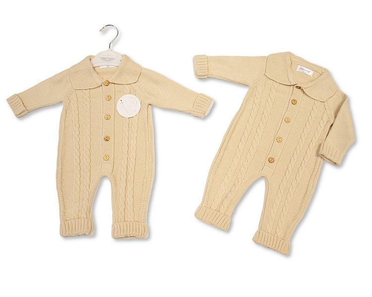 Knitted Baby All-In-One with Buttons (NB-6m) (PK6) BW-10-1230
