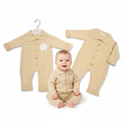 Knitted Baby All-In-One with Buttons (NB-6m) (PK6) BW-10-1230