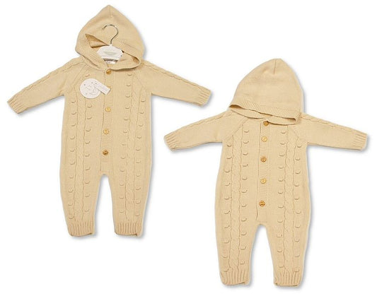 Knitted Baby All-In-One with Hood and Buttons (NB-6m) (PK6) BW-10-1231
