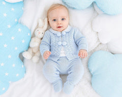 Knitted Baby Boys 3 pcs Set with Pompoms (NB-9m) (PK6) - BW-10-1241