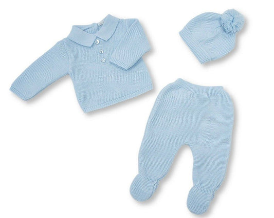 Knitted Baby Boys 2 pcs Set with Hat (NB-9m) (PK6) - BW-10-1246