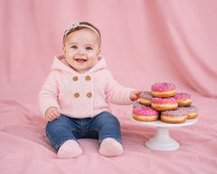 Knitted Baby Girls Pram Coat with Hood (NB-9m) (PK6) - BW-10-1248p