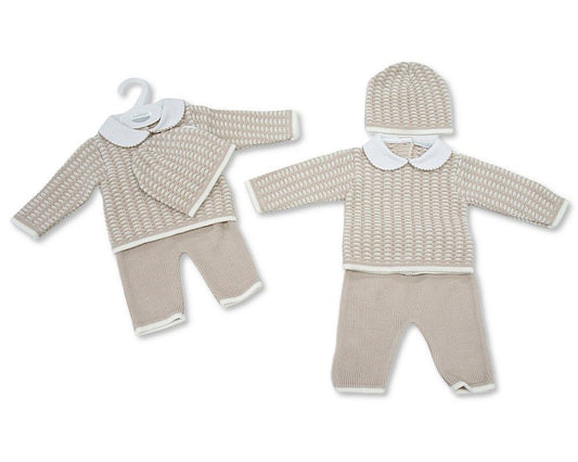 Knitted Baby 2 Pieces Set with Hat (NB-9m) (PK6) - BW-10-1256