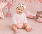 Knitted Baby Girls 2 pcs Short Dungaree Set with Bow (NB-9m) (PK6) - BW-10-1266