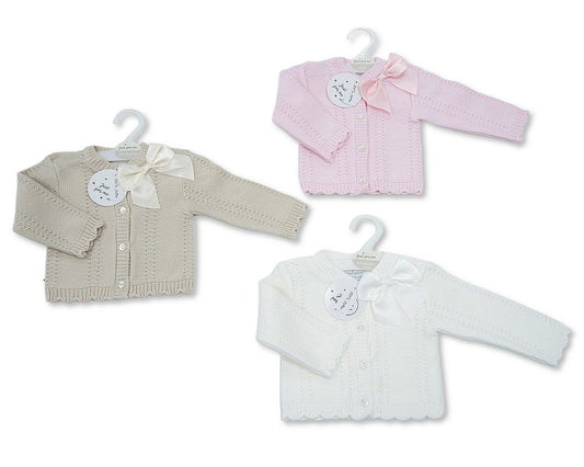 Knitted Baby Girls Cotton Cardigan - Bow (PK6) (NB-9m) BW-10-3002