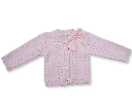 Knitted Baby Girls Cotton Cardigan - Bow (PK6) (NB-9m) BW-10-3002