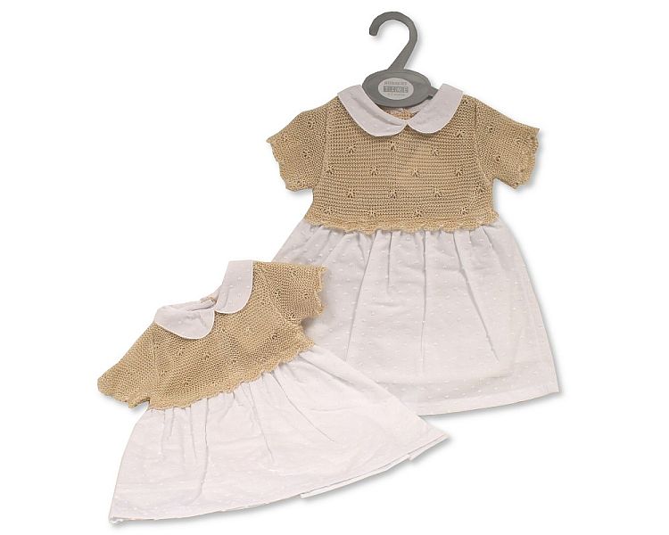 Knitted Baby Dress with Collar (NB-9 Months) (PK6) Bw-10-831
