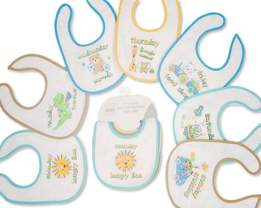 Baby Days of the Week Bibs - Boys (19x15cm) (PK6) BW-104-832