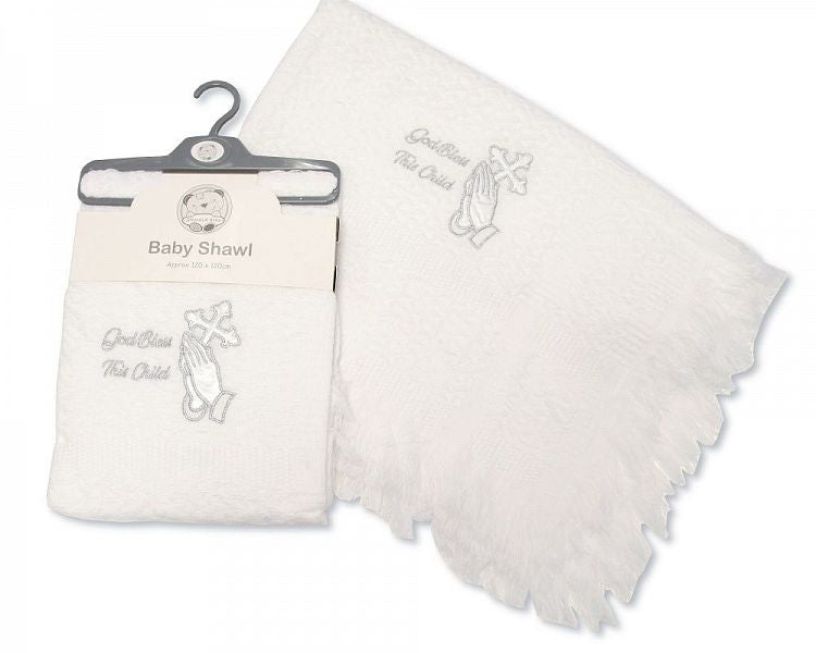 Baby Christening Shawl - God Bless This Child (120x120cm) (PK1) BW-110-066