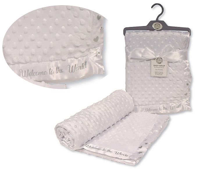 Baby Velour Bubble Wrap with Satin Trim - Welcome to the World - Bw 112-1084