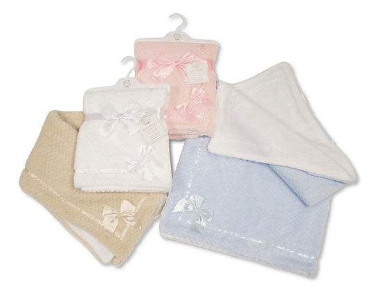 Baby 2 Layer Waffle Wrap with Lace Ribbon and Bow (75x90cm)- BW-112-2026