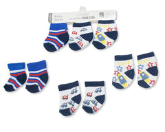 Baby Boys Socks 3-Pack - Cars/Stars/Stripes Bw 61-2247