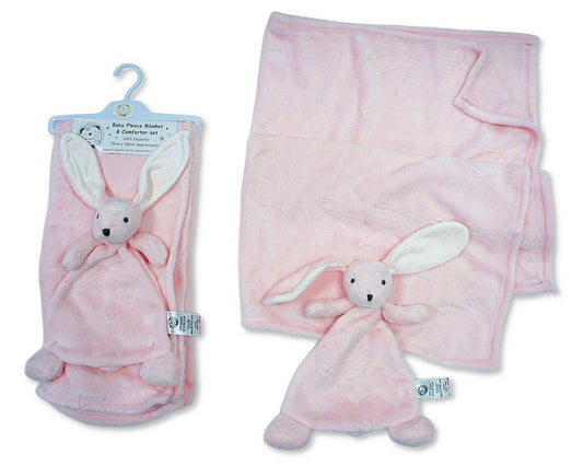Baby Fleece Blanket and Bunny Comforter Set - Pink (75x100cm) (PK6) BW-112-2043p