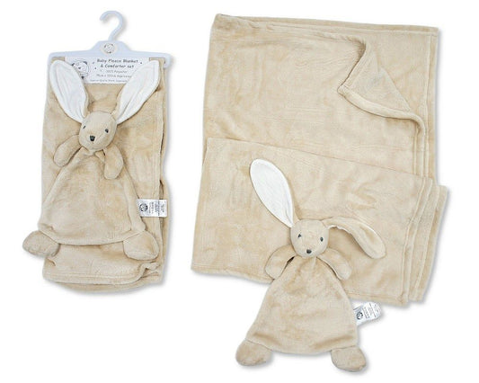 Baby Fleece Blanket and Bunny Comforter Set - Taupe(75x100cm) (PK6) BW-112-2043t
