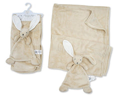 Baby Fleece Blanket and Bunny Comforter Set - Taupe(75x100cm) (PK6) BW-112-2043t