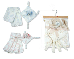 Baby Muslin Blanket and Bear Comforter Set on Hanger (100x75cm) (PK6) BW-112-3001