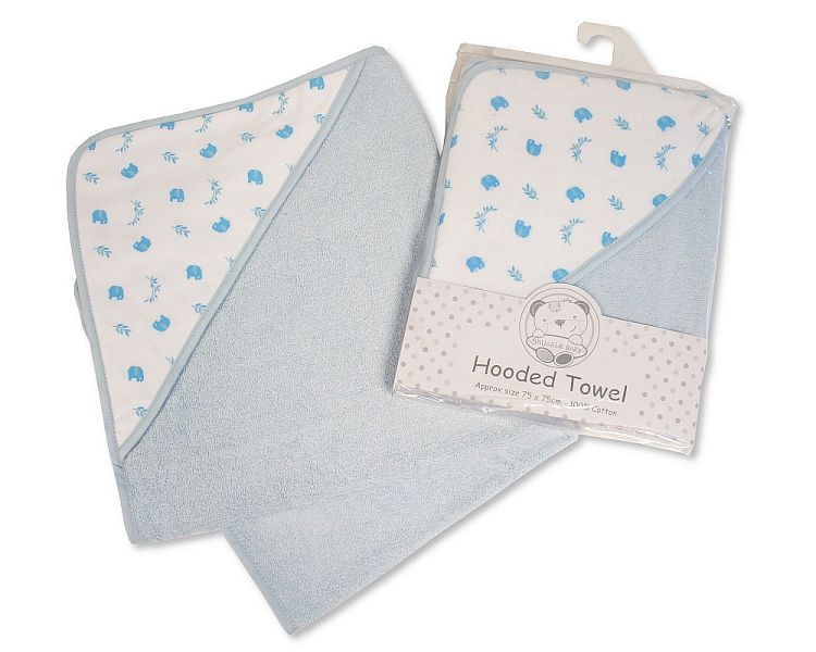 Baby Hooded Towel - Elephant/ Leaves (75x75cm) BW-120-101