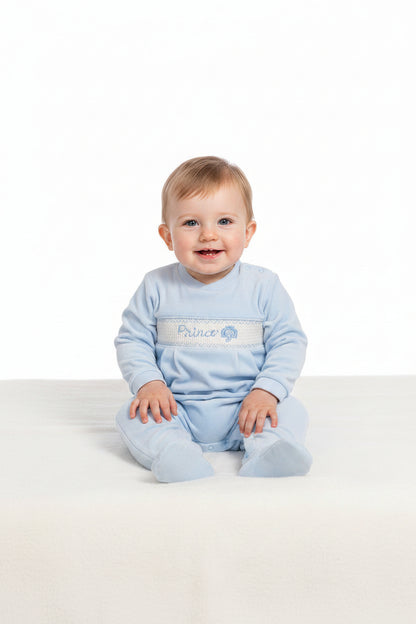 Baby Boys Velour All in One with Smocking - Prince (NB-6m) (PK6) BW-13-404