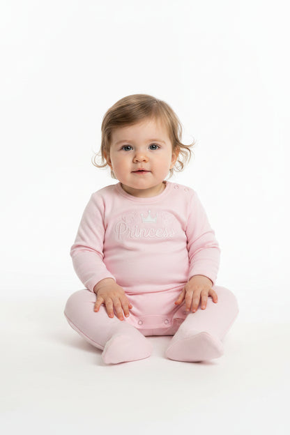 Baby Girls Velour 2 pcs Set with Smocking - Princess (NB-6m) (PK6) BW-13-411