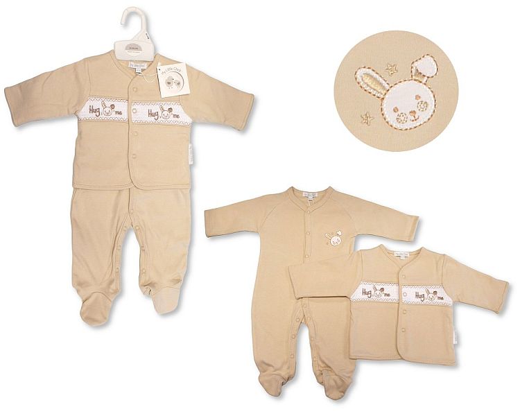 Baby Velour 2 pcs Set with Smocking - Hug Me (NB-6m) (PK6) BW-13-414