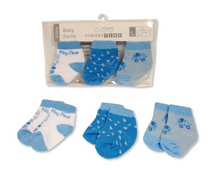 Baby Boys Socks 3-Pack - Playtime (0-6 Months) (pk6) Bw 61-2229