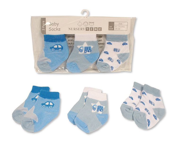 Baby Boys Socks 3-Pack - Cars (0-6 Months) (pk6) Bw 61-2230