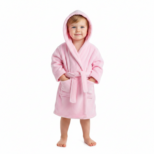 Children's Pink Coral Fleece Hooded Robe - 2/6 Years - FBR17-P