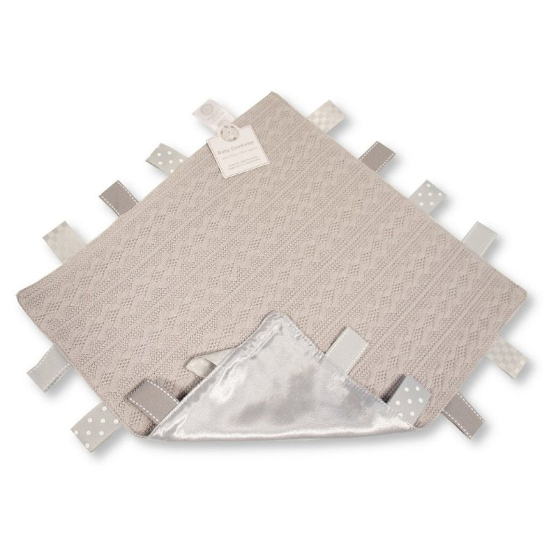 Grey Knitted Baby Comforter with Tags and Satin Reverse - (PK6) Gp-25-1173G