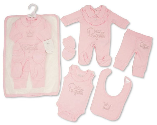 Baby Girls 5 Pieces Gift Set - Princess (NB-6m) (PK6)  GP-25-1294P