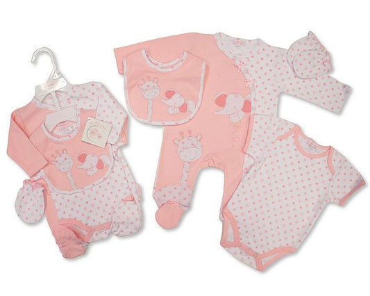 Baby Girls 4 Pieces Gift Set - Elephant and Giraffe (NB-6m) (PK6)  GP-25-1332P