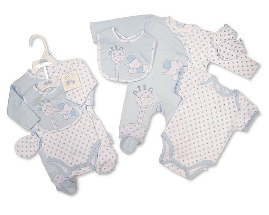 Baby Boys 4 Pieces Gift Set - Elephant and Giraffe (NB-6m) (PK6)  GP-25-1332S
