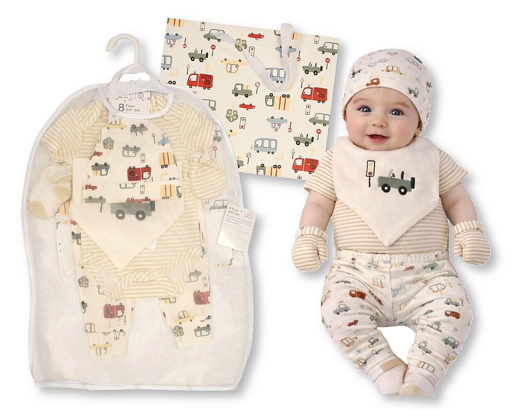 Baby Boys 8 pcs Layette Gift Set - Cars (PK6) (0-6m) GP-25-1367