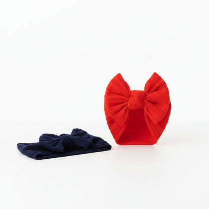Baby Girls 2 Headbands with Bow Set - Red and Navy (0-6m) (PK6) GP-25-1409