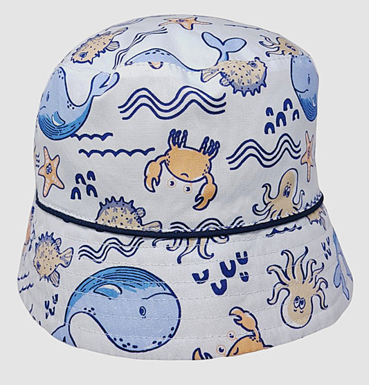 Reversible Baby Boys  Bucket Hat - Sea Animals (6-18m) (PK12) 0399