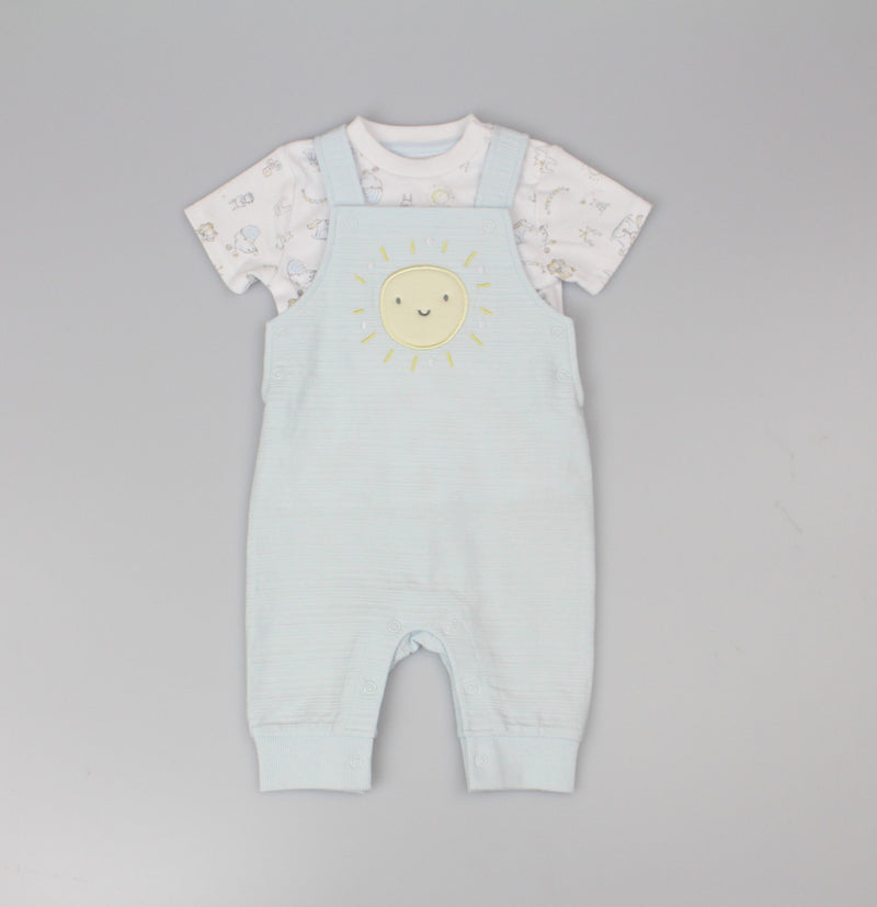 Boys 2pc s/s dungaree+t-shirt nursery ottoman (0-6 Months) (PK6) E13310