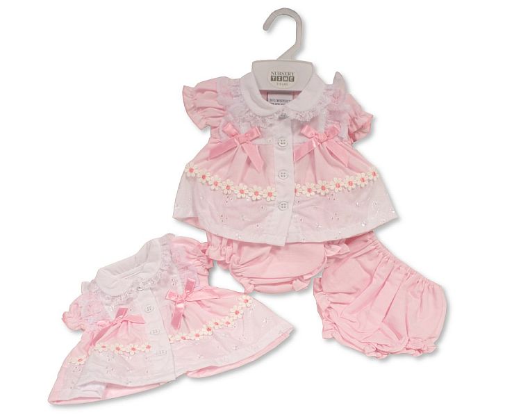 Premature Baby Dress with Bows and Lace - Daisies (PK6) (3-8lbs) PB-20-576
