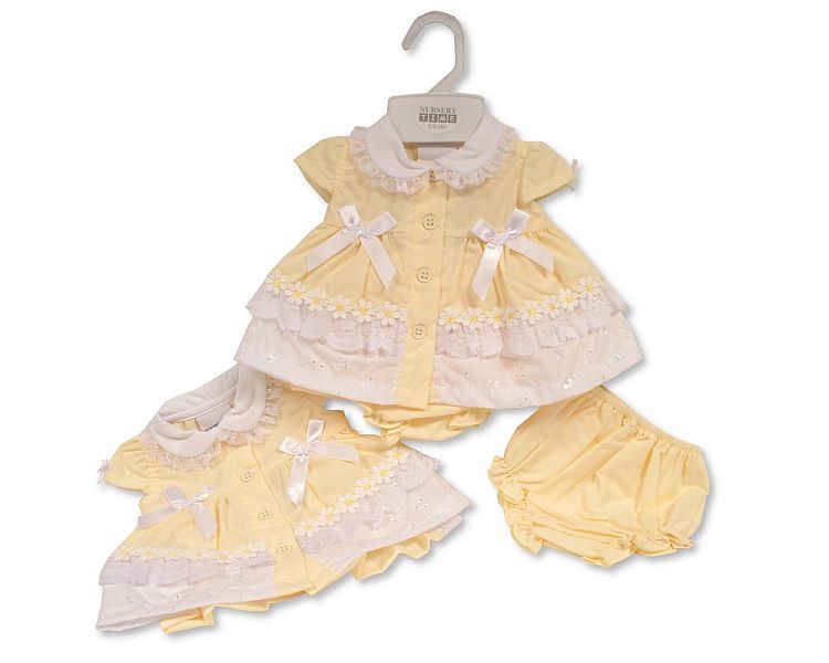 Premature Baby Dress with Bows and Lace - Daisies (PK6) (3-8lbs) PB-20-577