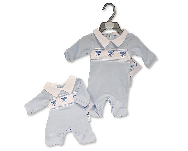 Premature Baby Boys All in One with Smocking - Fox (PK6) (3-8lbs) PB-20-594F
