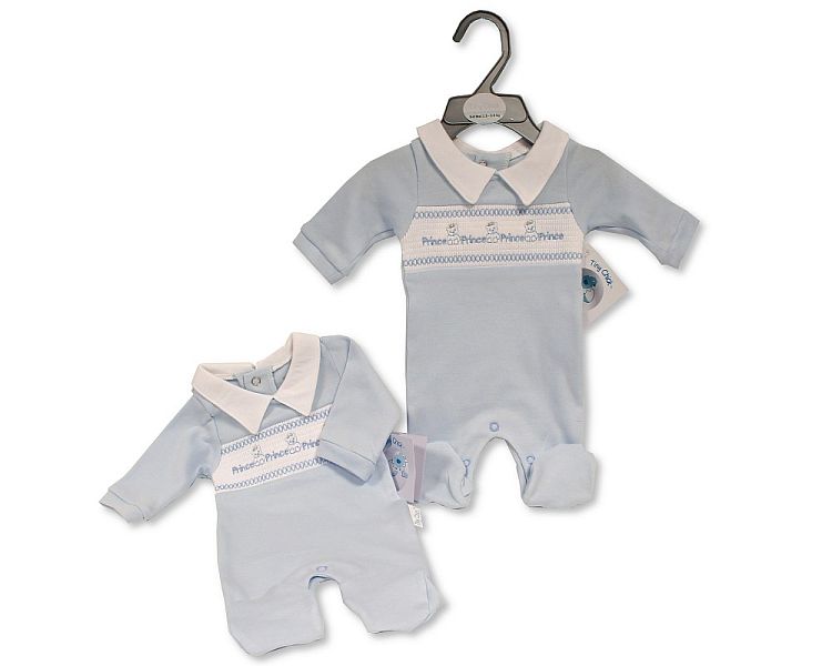 Premature Baby Boys All in One with Smocking - Prince (PK6) (3-8lbs) PB-20-594P
