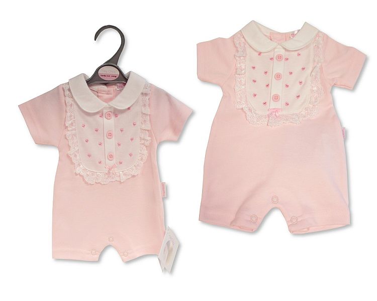 Premature Baby Girls Romper with Lace and Bow - Hearts (3-5 to 5-8Lbs) (PK6) Pb-20-630
