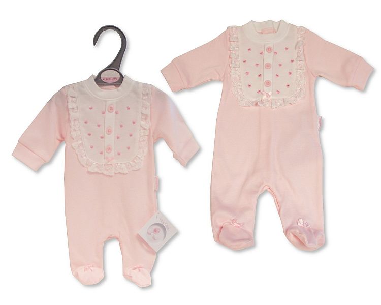 Premature Baby Girls Sleepsuit with Lace and Bow - Hearts (3-5 to 5-8Lbs) (PK6) Pb-20-631
