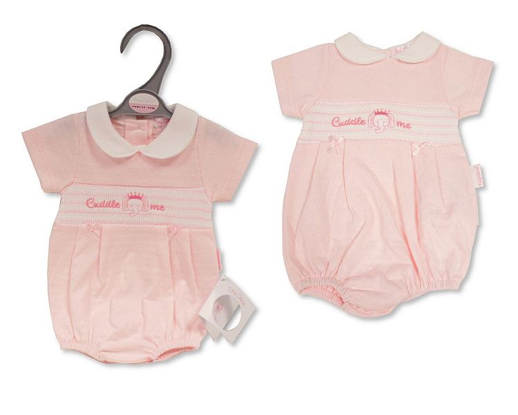 Premature Baby Girls Romper with Smocking and Bows - Cuddle Me (3-5 to 5-8Lbs) (PK6) Pb-20-637