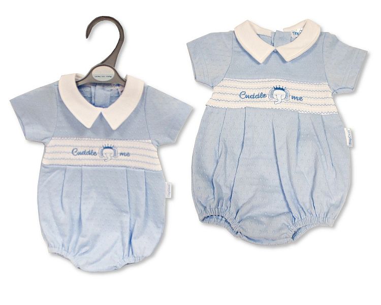 Premature Baby Boys Romper with Smocking - Cuddle Me (3-5 to 5-8Lbs) (PK6) Pb-20-641