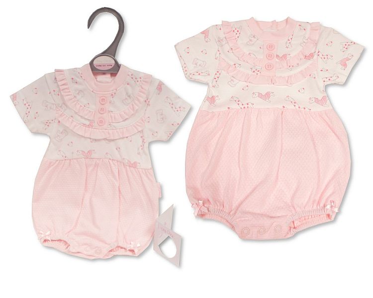 Premature Baby Girls Romper with Lace - Giraffe (3-5 to 5-8Lbs) (PK6) Pb-20-645
