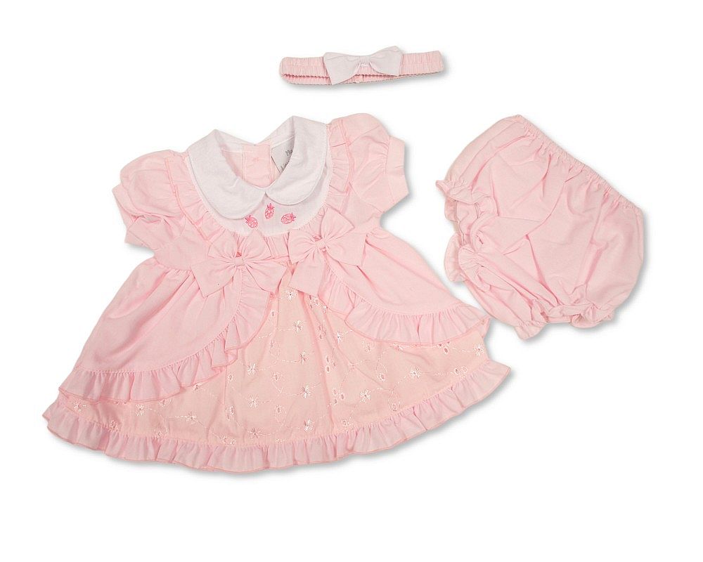 Premature Baby Dress Pink with Ruffles and Bows (3-8 LBS) (PK6) PB-20-718