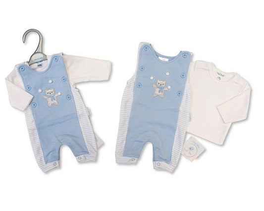 Premature Baby Boys 2 pcs Dungaree Set with Open Legs - Snowballs (3-8lbs) (PK6)  PB-20-724
